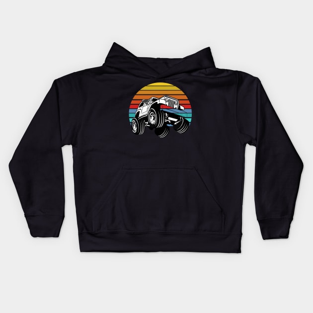 Vintage Jeep Lover Kids Hoodie by Work Memes